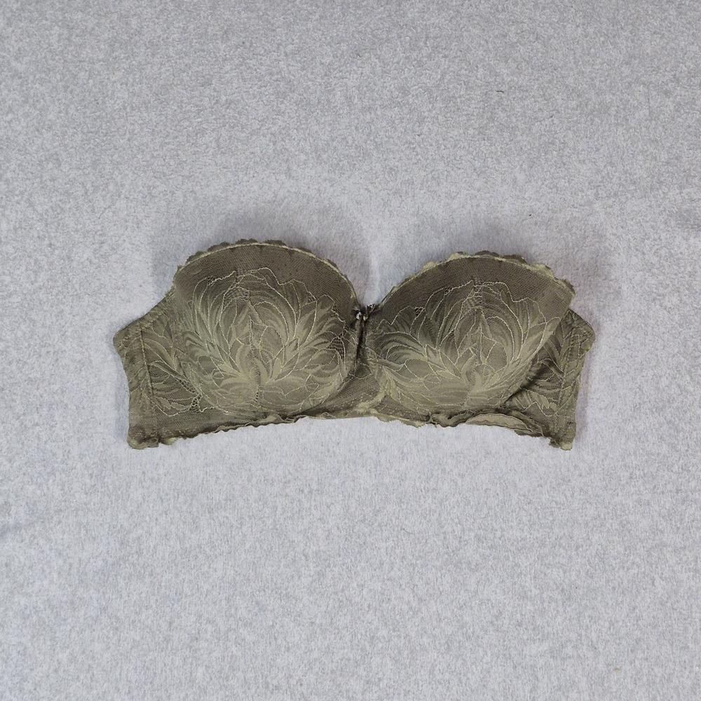 Body Frosting Women Bra 36D Olive Floral T Shirt Underwired Lace Strap READ